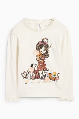 Hond, poes en meisje - longsleeve