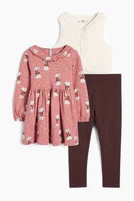 Chien - ensemble - robe, gilet à manches courtes et leggings - 3 pièces