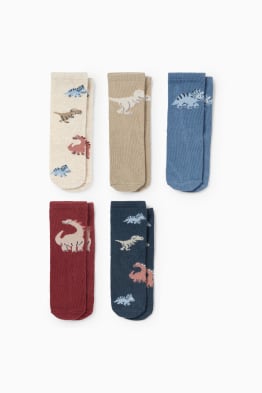 Lot de 5 paires - dinosaures - chaussettes bébé à motif