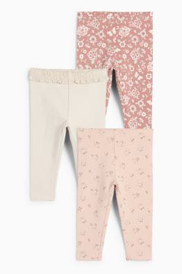 Lot de 3 - petites fleurs - leggings chauds bébé