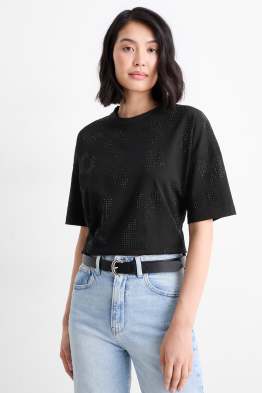 Tricou cu ștrasuri - regular fit
