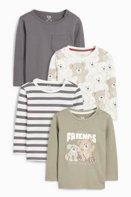 Multipack 4er - Bärchen und Hündchen - Baby-Langarmshirt