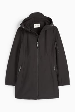 Chaqueta softshell premamá con capucha y cubierta para el bebé