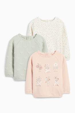 Set van 3 - bloemetjes en hartjes - babysweatshirt