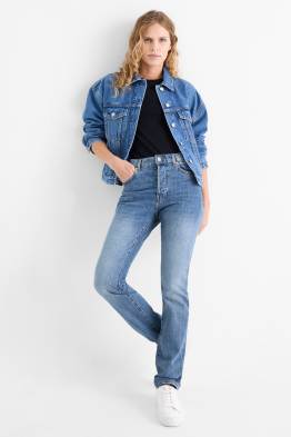 Vintage straight jeans - mid-rise waist - LYCRA®