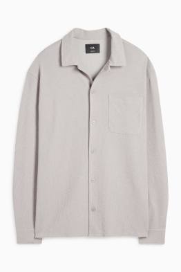 Camisa de punt de mitja - loose fit - coll solapa - acanalada