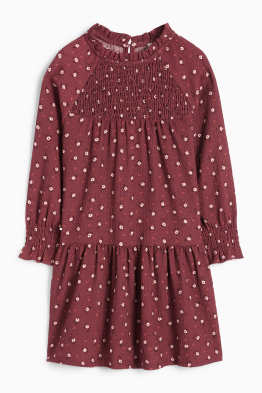 Dress - floral - textured - smocked