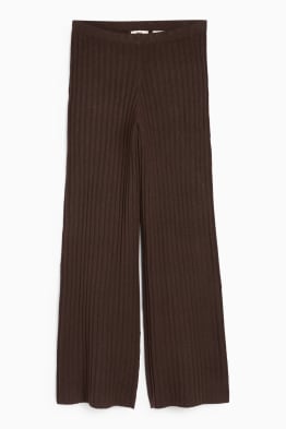 Pletené kalhoty - high waist - žebrované