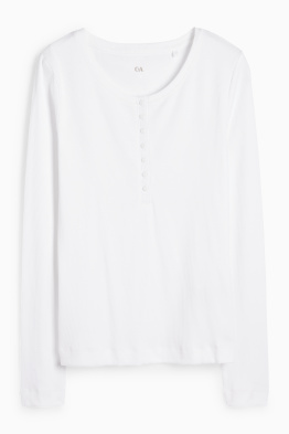Basic-Henley-Shirt - Slim Fit - gerippt