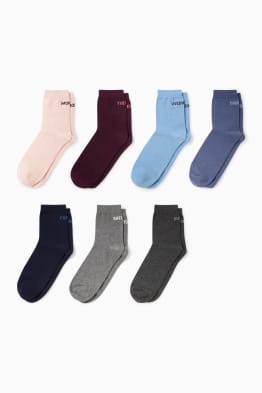 Lot de 7 paires - chaussettes à motif - jours de la semaine