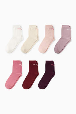 Lot de 7 paires - chaussettes à motif - jours de la semaine