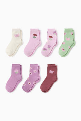 Multipack 7er - Blume und Schmetterling - Socken mit Motiv