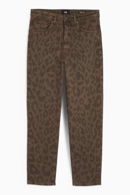 Mom jeans - talie înaltă - LYCRA® - imprimeu de leopard