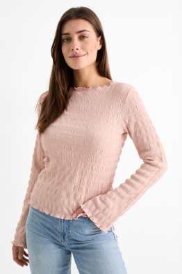 Tricou cu mânecă lungă - cu fronseuri