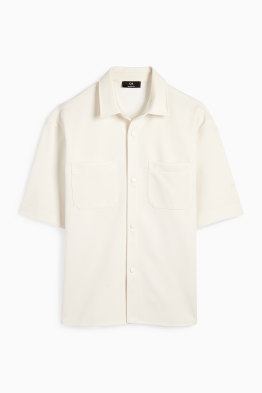 Shirt - relaxed fit - lapel collar - textured