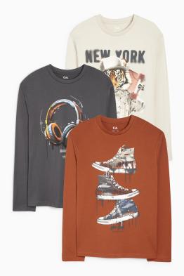 Multipack 3er - Tiger, Sneaker und Kopfhörer - Langarmshirt