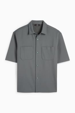 Shirt - relaxed fit - lapel collar - textured