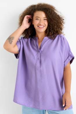 Bluse mit V-Ausschnitt - strukturiert