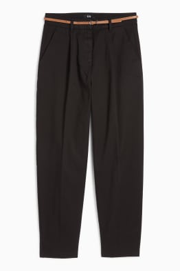Pantalón de tela con cinturón - high waist - barrel leg