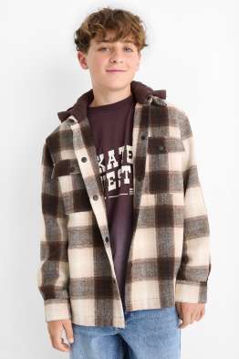 Sobrecamisa con capucha - de cuadros