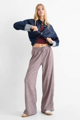 Jersey broek - mid waist - wide leg - gestreept