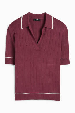 Knitted jumper - short sleeve - ribbed