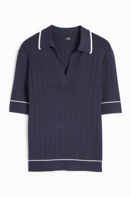 Knitted jumper - short sleeve - ribbed