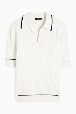 Knitted jumper - short sleeve - ribbed