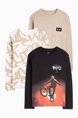 Multipack 3 ks - BMX a graffiti - tričko s dlouhým rukávem