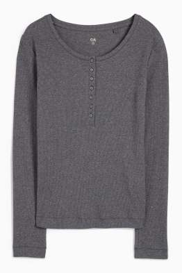Basic Henley-shirt - slim fit - ribstof