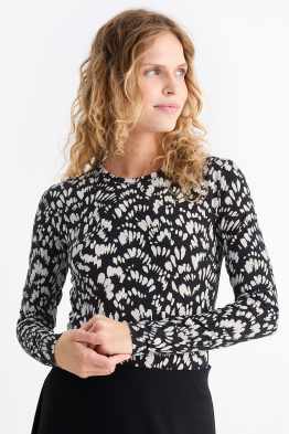 Basic-Langarmshirt - gemustert