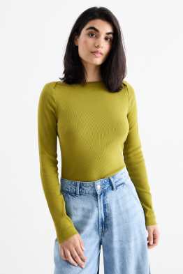 Basic-Langarmshirt - gerippt