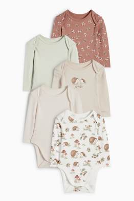 Multipack 5er - Igel und Blümchen - Baby-Body