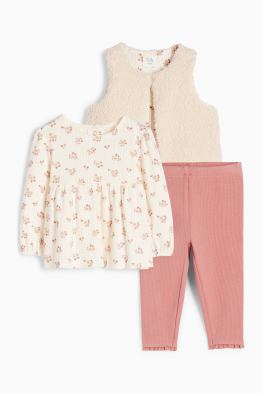 Petites fleurs - tenue pour bébé - 3 pièces