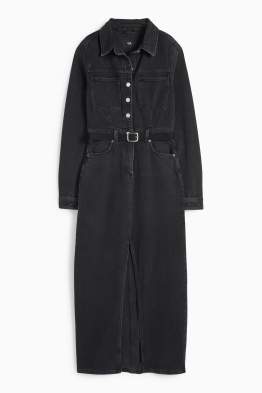 Denim shirt dress with belt