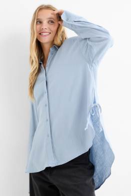 Blouse, deels met linnen