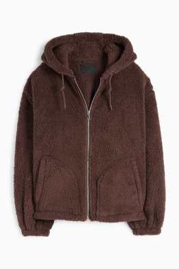 Faux fur jacket with hood