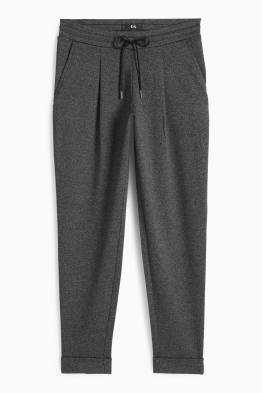 Žerzejové kalhoty - mid waist - tapered fit - strukturované