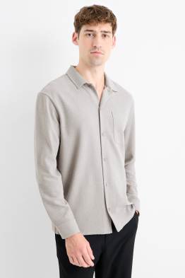 Camisa de punt de mitja - loose fit - coll solapa - acanalada