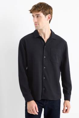 Camisa de punt de mitja - loose fit - coll solapa - acanalada