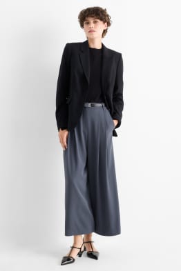 Cloth trousers with belt - high-rise waist - wide leg