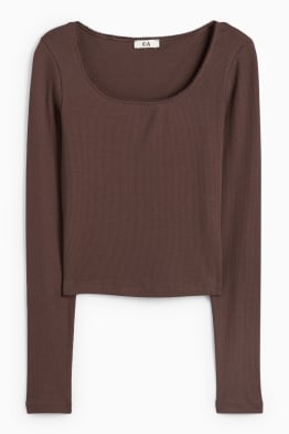 Tricou crop cu mânecă lungă - reiat
