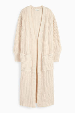 Lange Strickjacke - gerippt