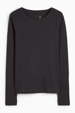 Basic-Langarmshirt - gerippt