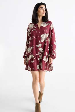 Robe à col V - à fleurs