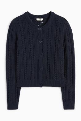 Crop Strickjacke - Zopfmuster