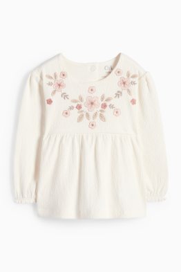Floricele - tricou cu mânecă lungă bebeluși - structurat