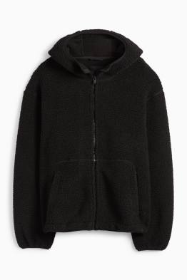 Teddy-Jacke mit Kapuze