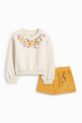 Bloem - set - sweatshirt en rok van corduroy - 2-delig