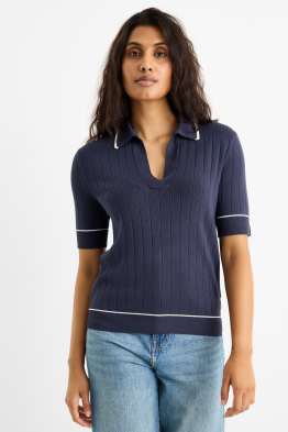 Knitted jumper - short sleeve - ribbed